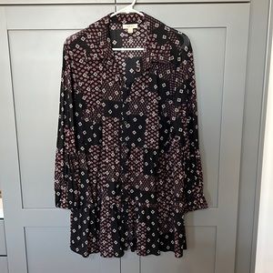 {Style & Co}Sz 1X Black/Pink:Wht Print Button Down Tunic